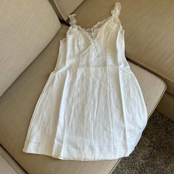 Reformation Kaya Linen Mini Dress Sz2 White - Picture 6 of 11